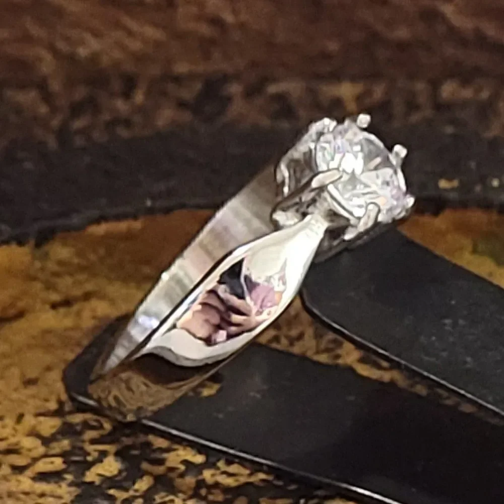 Women's Silver Solitaire Wedding Ring - Pinky Promise ring - Girls Wedding Ring
